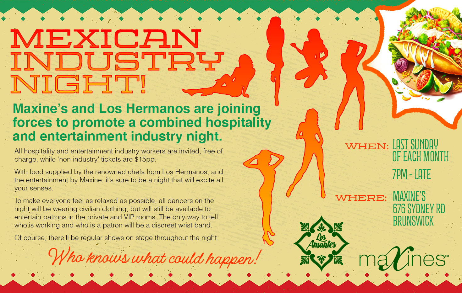Mexican Industry Night April 30th - Maxine's and Los Hermanos